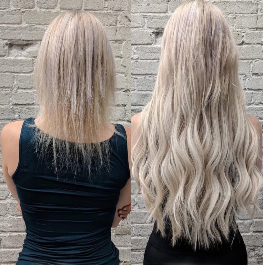 Before and after platinum extensions